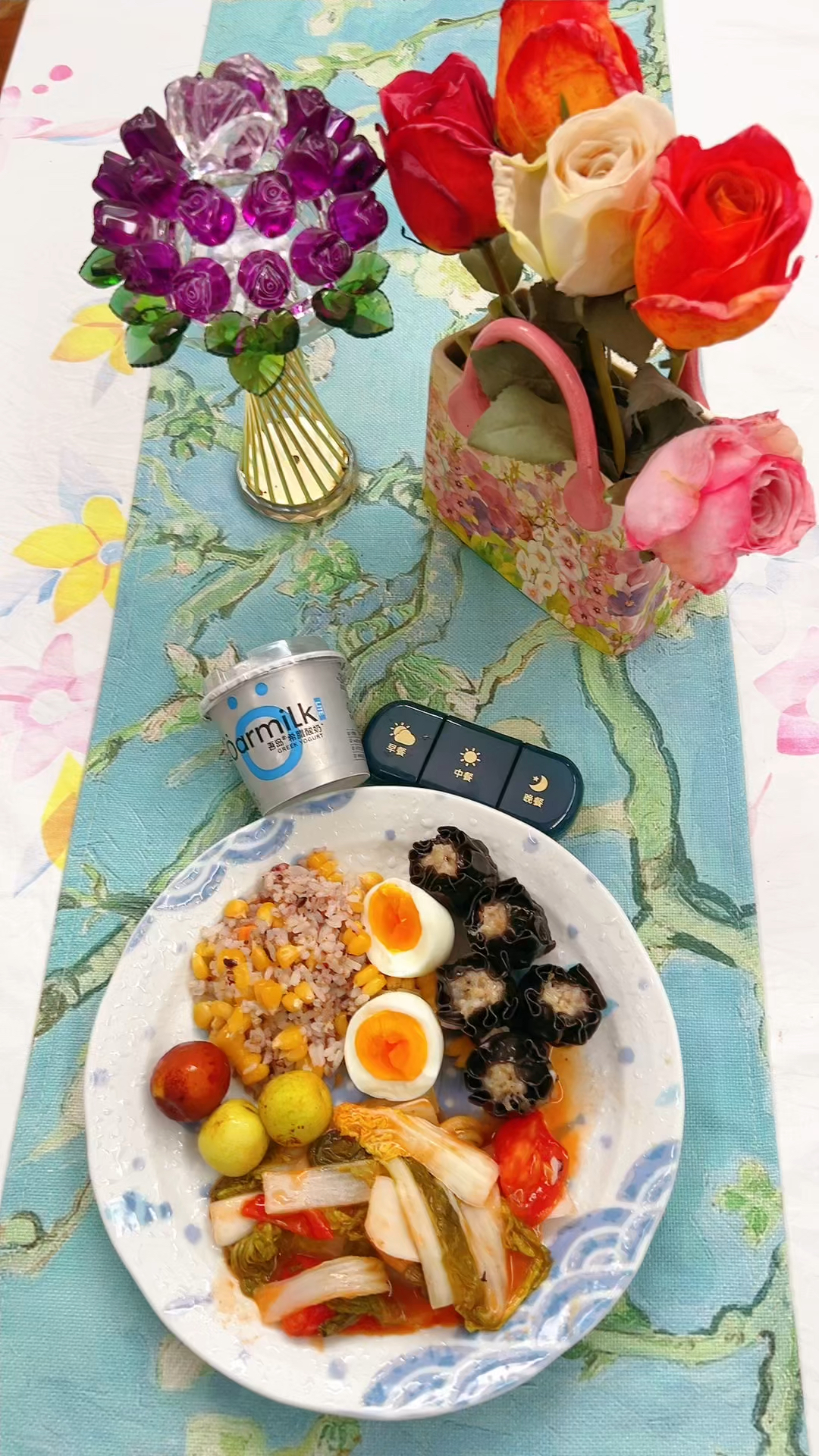 玉米藜麦杂粮饭,九华山安全鸡蛋,陶陶居黑松露干蒸番茄蔬菜冬枣