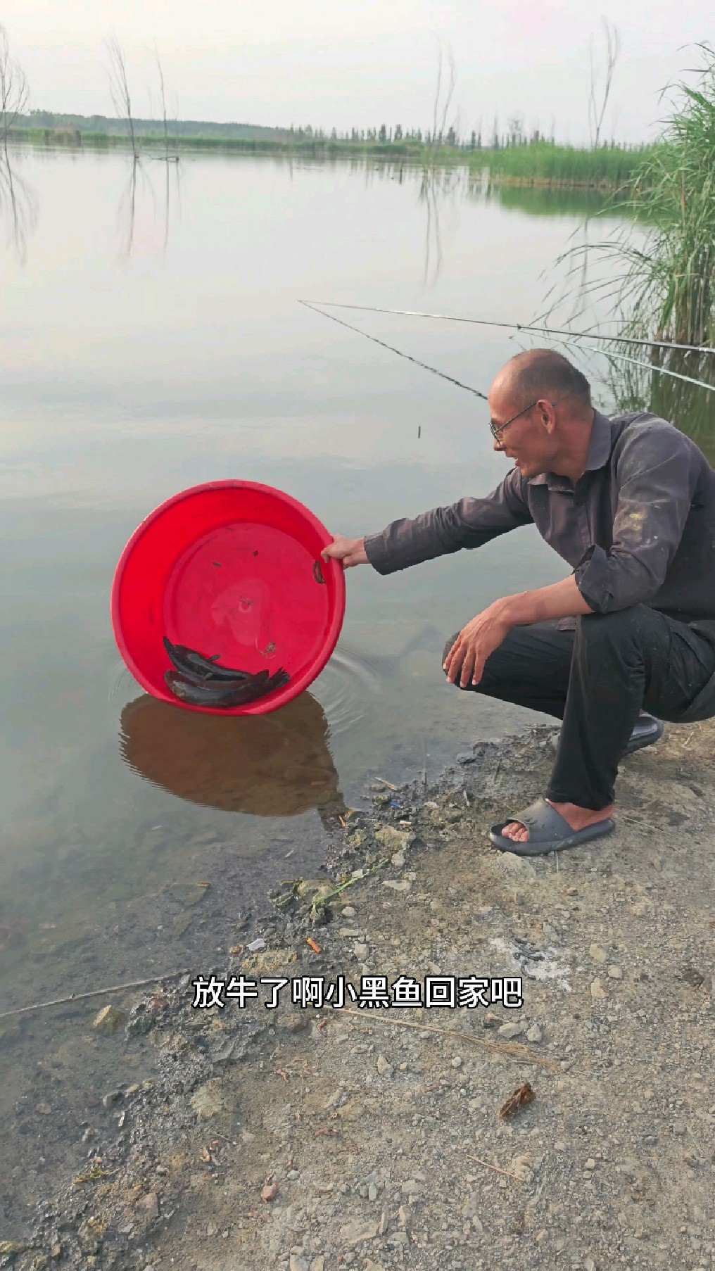 放生小黑鱼，爱护资源从我做起