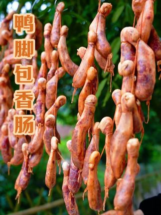 现在的人真是越来越会吃了，我今年也来灌个稀奇的鸭脚包香肠