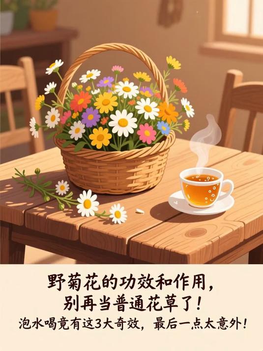 野菊花的功效和作用，别再当普通花草了！泡水喝竟有这3大奇效，最后一点太意外！#健康扬帆季#