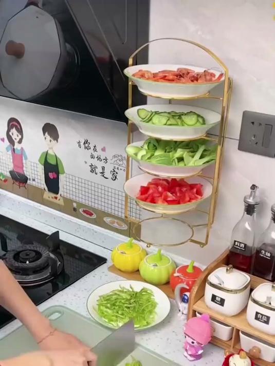 下厨不再手忙脚乱!分层备菜,整齐拿取,这个架子真是厨房好帮手