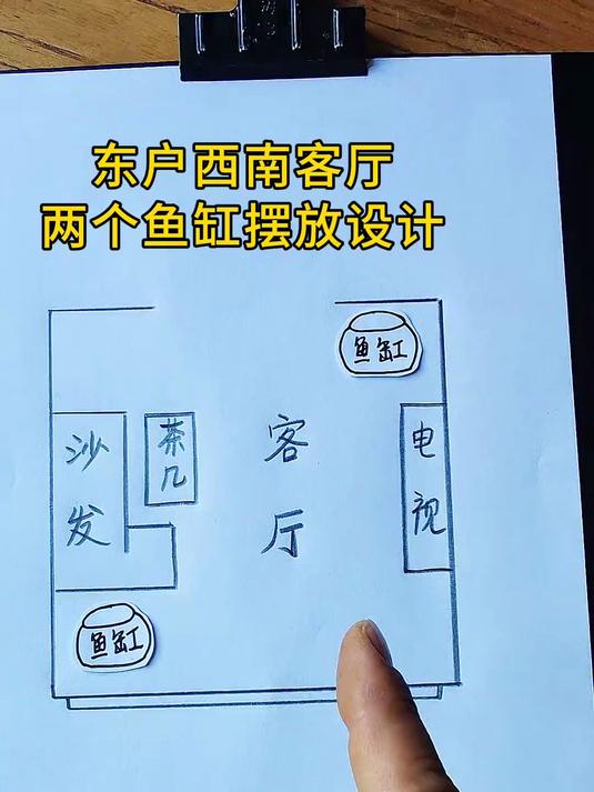 西南客厅，鱼缸摆放