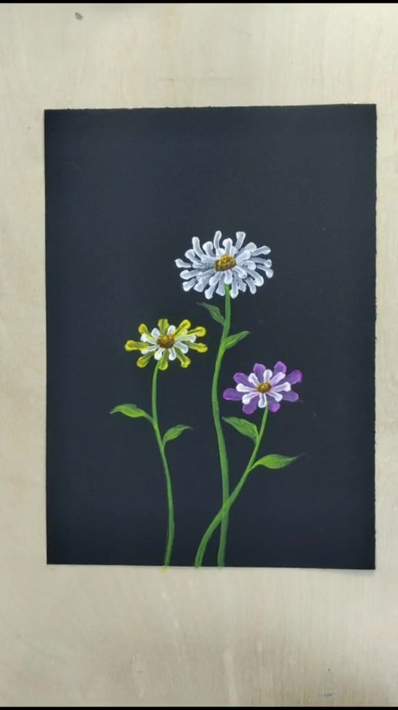 超简单菊花教程来咯,水粉画