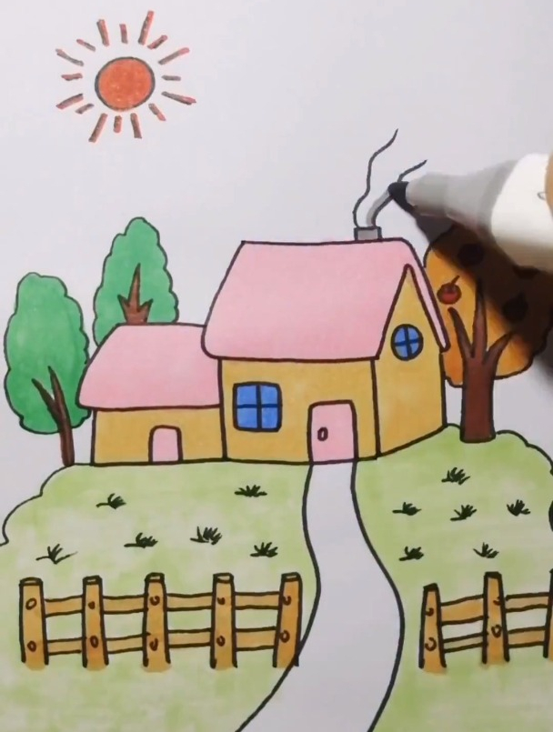 这样画家乡的小房子风景,隔壁家妹妹都说想要学。简笔画