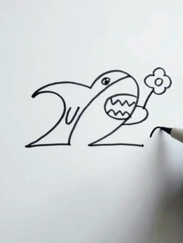 教孩子画鲨鱼,简单好看又好学,你家孩子学会了吗