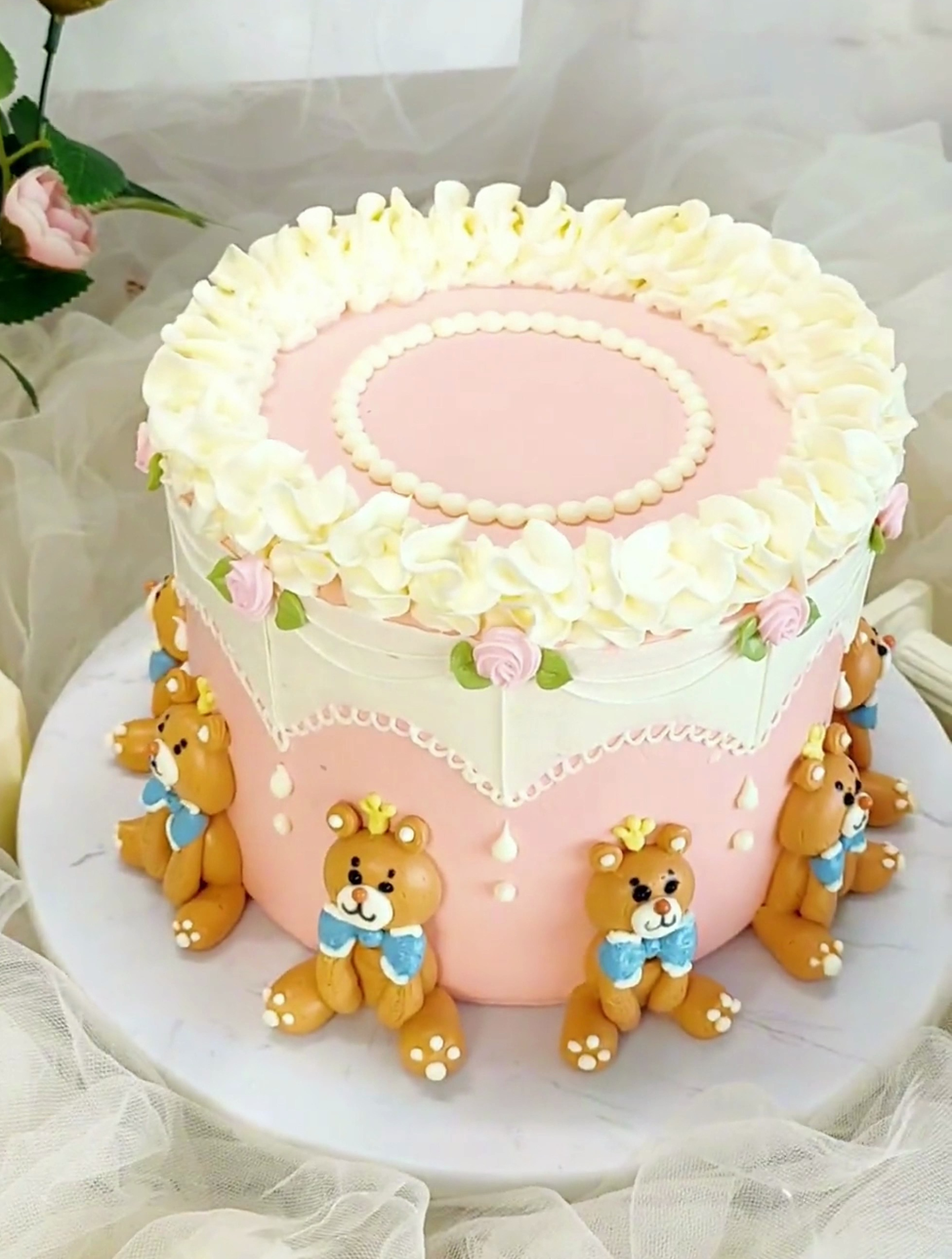 复古蕾丝少女系小熊蛋糕