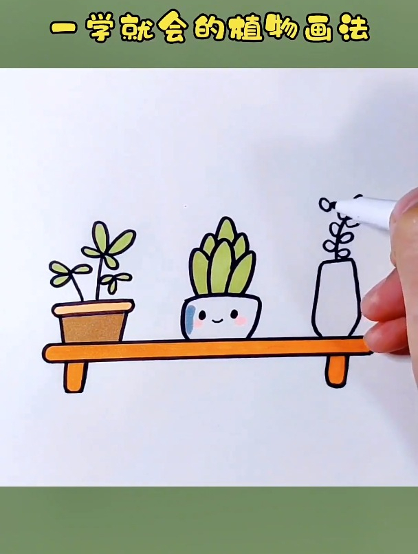 可爱盆栽植物的简单画法 创作灵感 简笔画