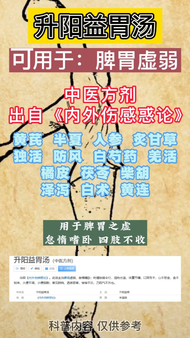 升阳益胃汤 值得收藏