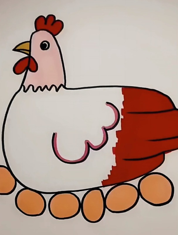 母鸡下蛋简笔画,简笔画教学