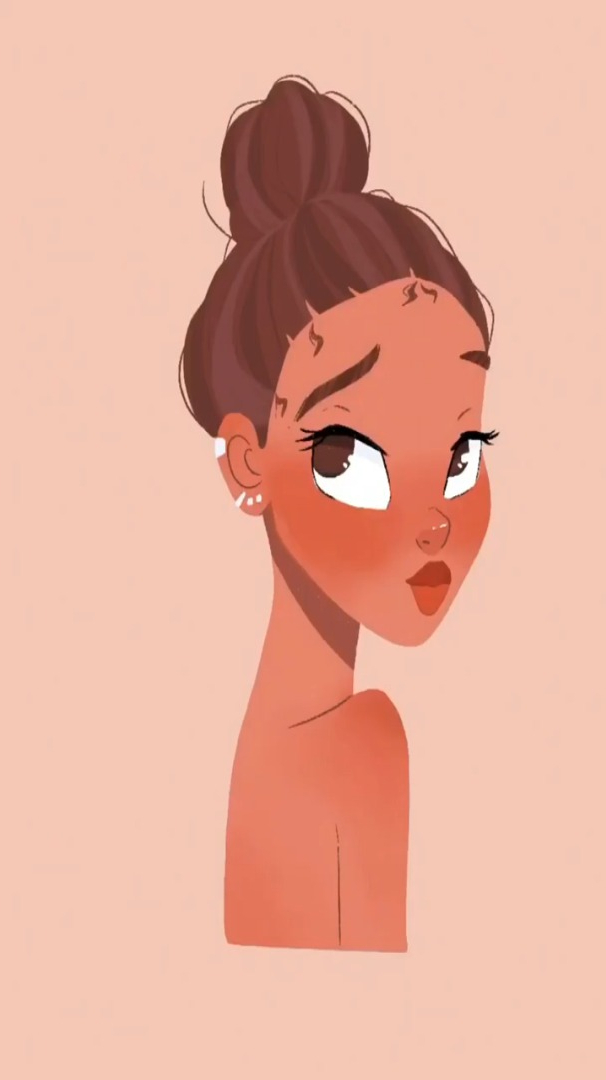 今日份插画打卡,丸子头的小姐姐