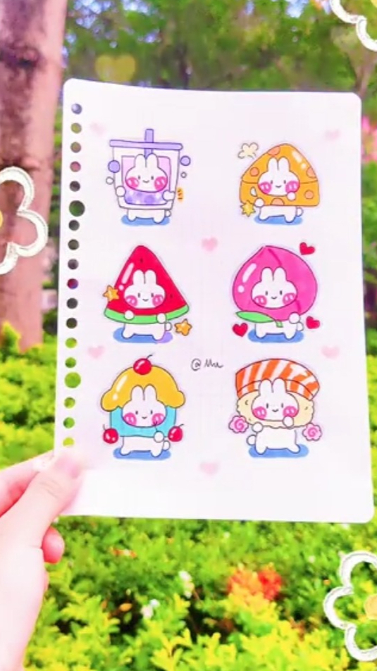 兔兔手帐素材夏日简笔画