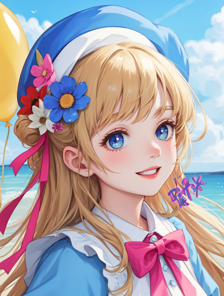 制作了二次元少女手捧蛋糕,祝福文心一格生日快乐!