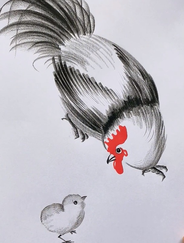 一支笔画画:母鸡和小鸡