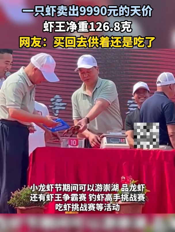 一只虾卖出9990元的天价,虾王净重126.8克,网友:买回去供着还是吃了!
