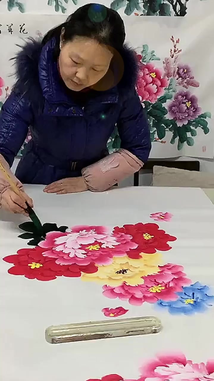 手绘国画富贵牡丹中堂客厅挂画,喜欢的朋友双击