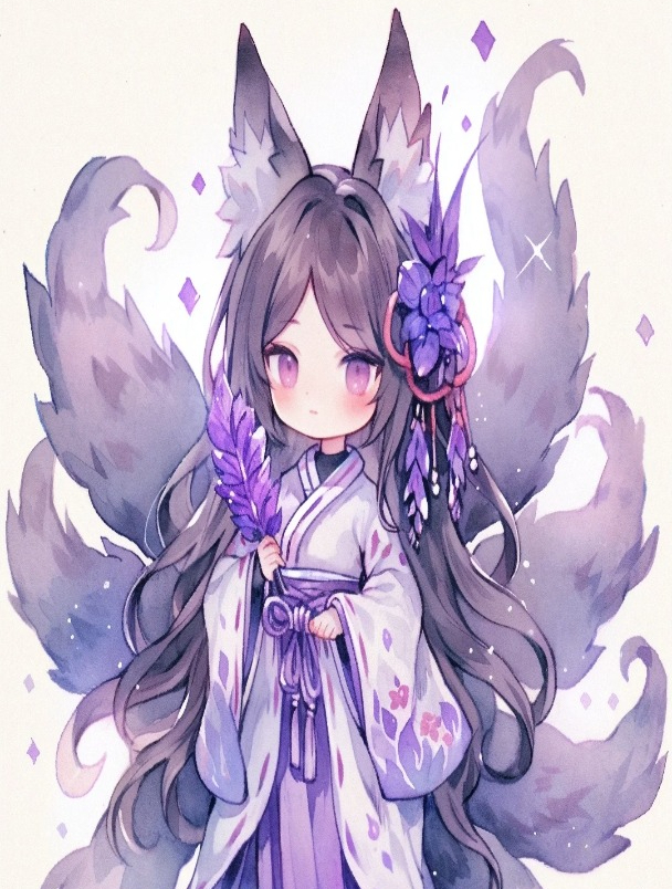 紫色九尾狐古风壁纸