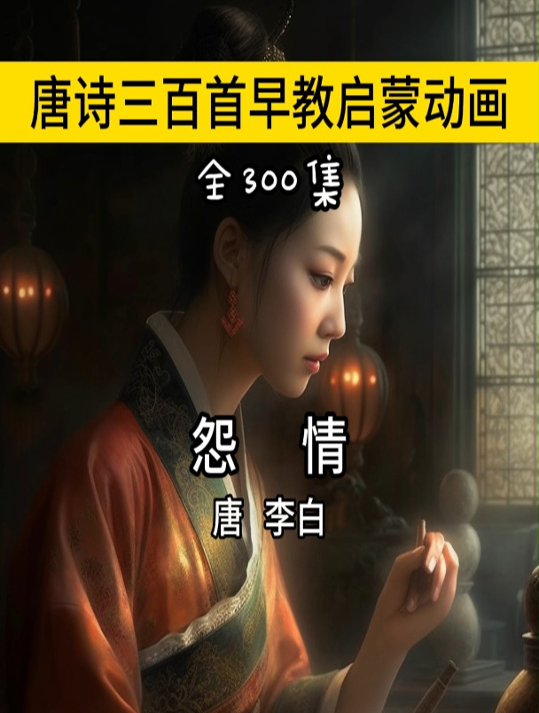 怨情古诗带拼音版 唐 李白 古诗动画讲解 意识解释翻译 早教启蒙