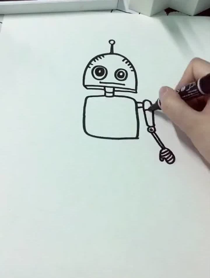 机器人,还是不要加颜色了创意美术儿童画