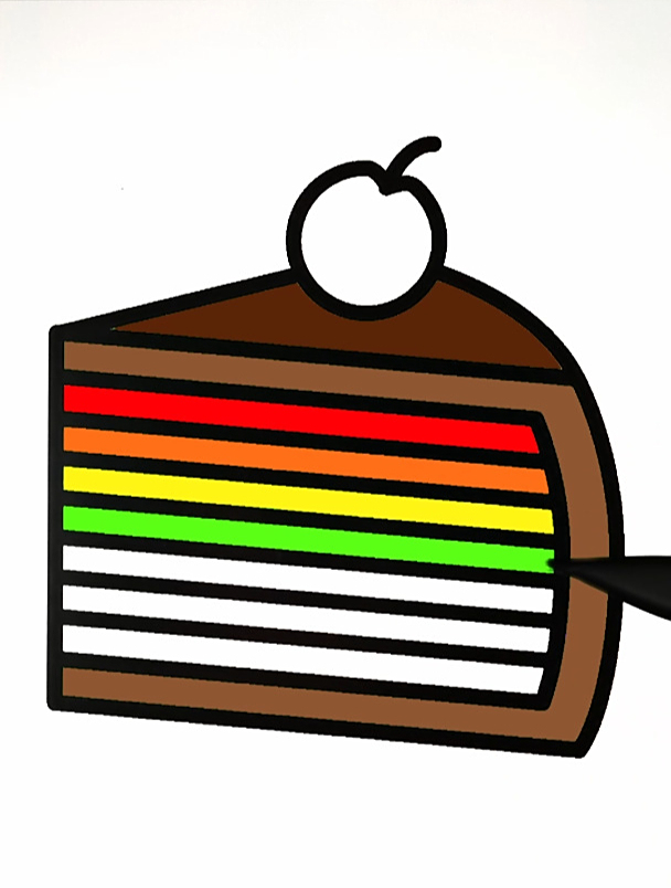 美味的巧克力彩虹千层 简笔画创意填色 强迫症 声控 解压 涂色