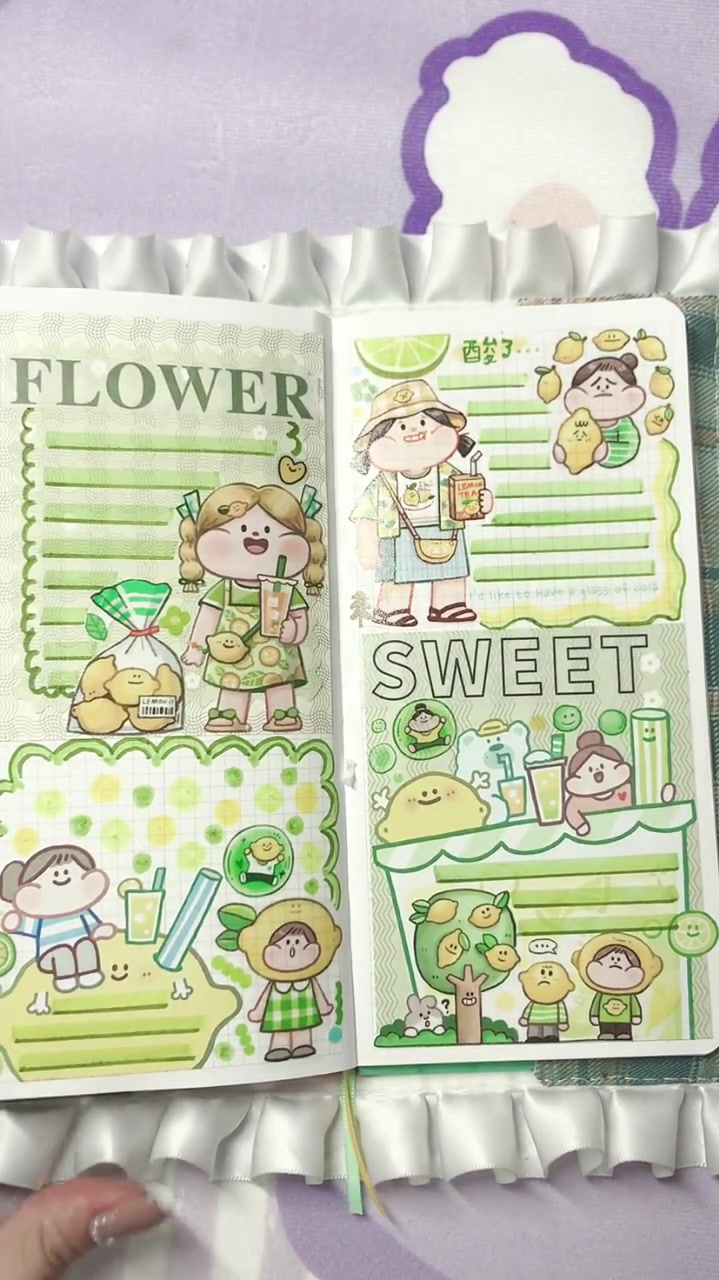 肉球柠檬,黄绿色系手帐