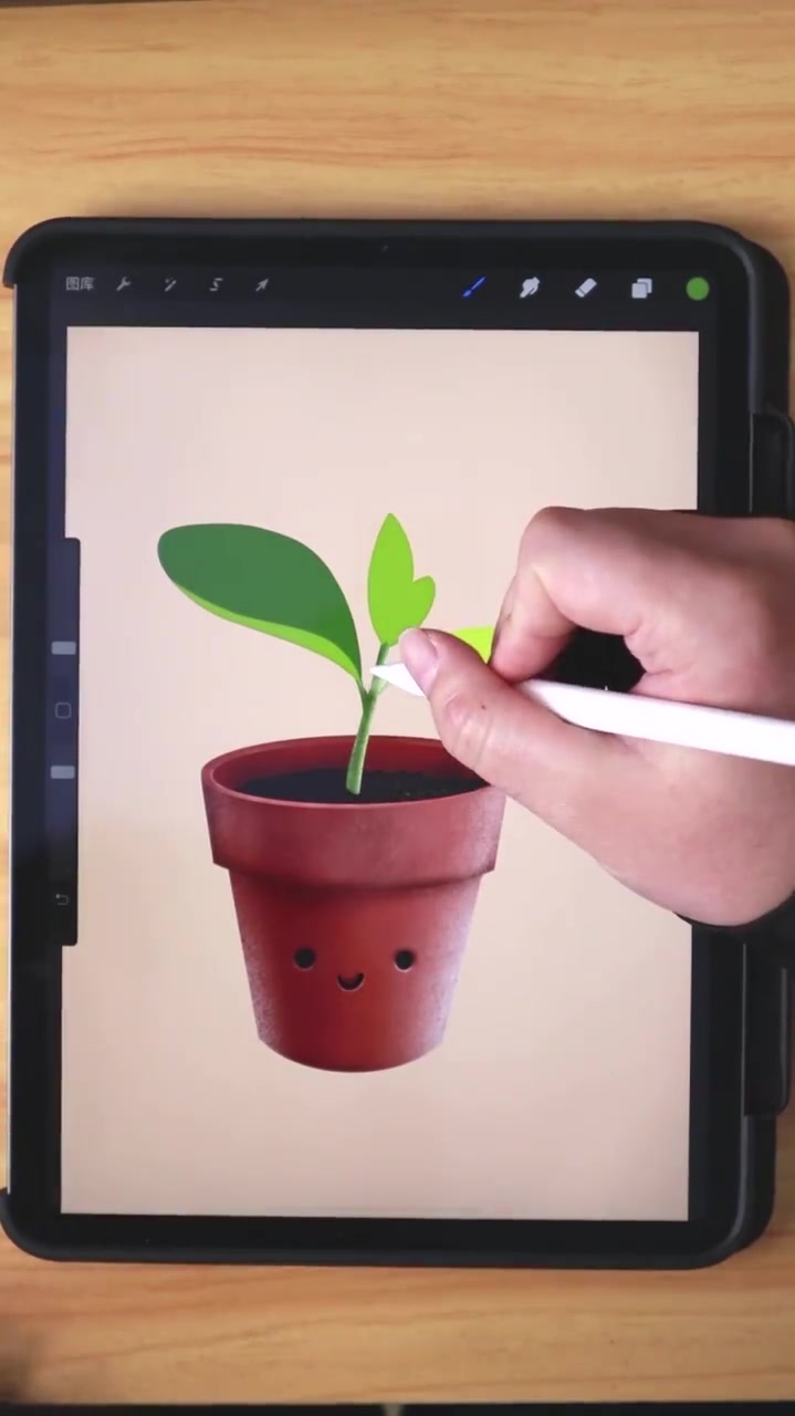 procrete扁平化风格插画,盆栽分享