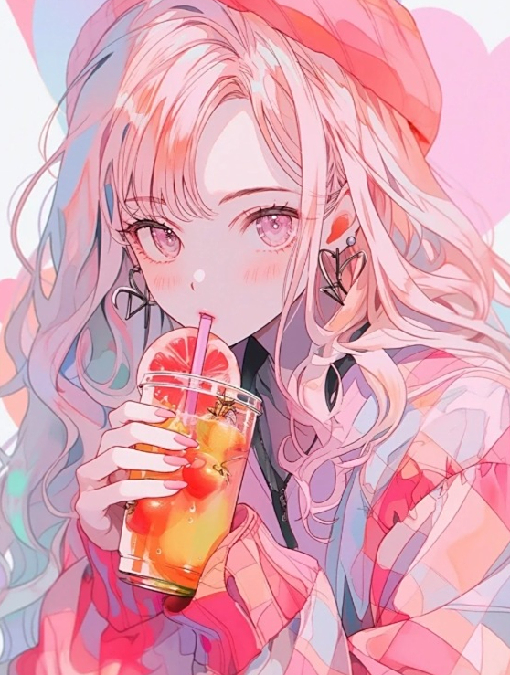 动漫女生头像/是奶茶带来的快乐鸭