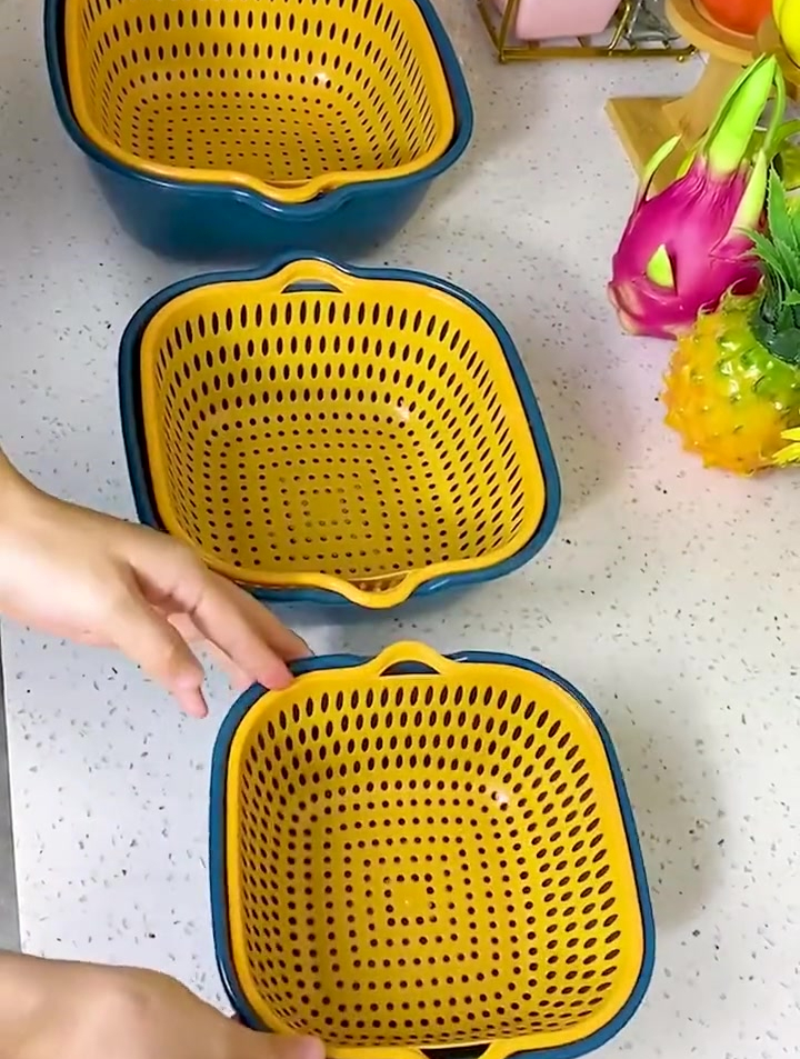 双层洗菜盆沥水篮网红款厨房多功能水果盘子双层菜篮子塑料菜筐