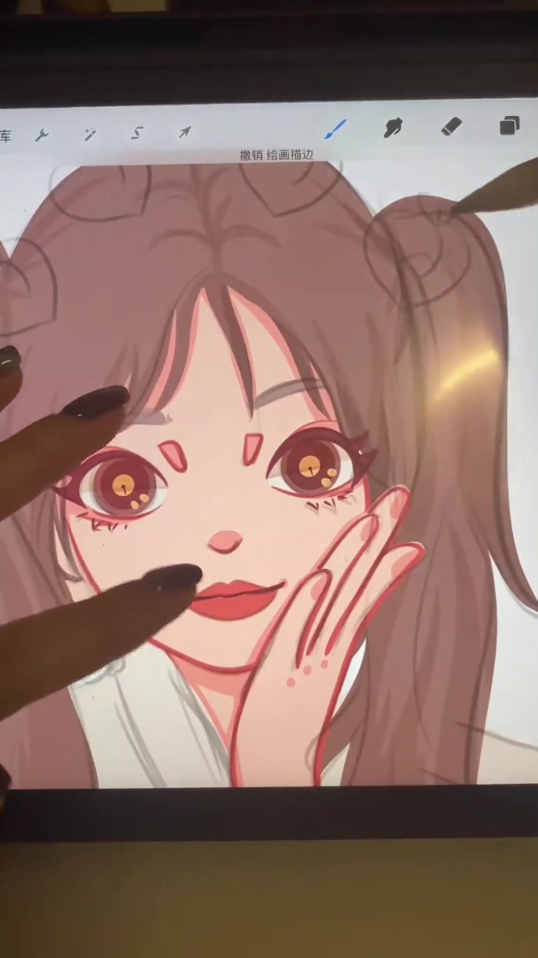 卡通头像人物头发暗部上色过程