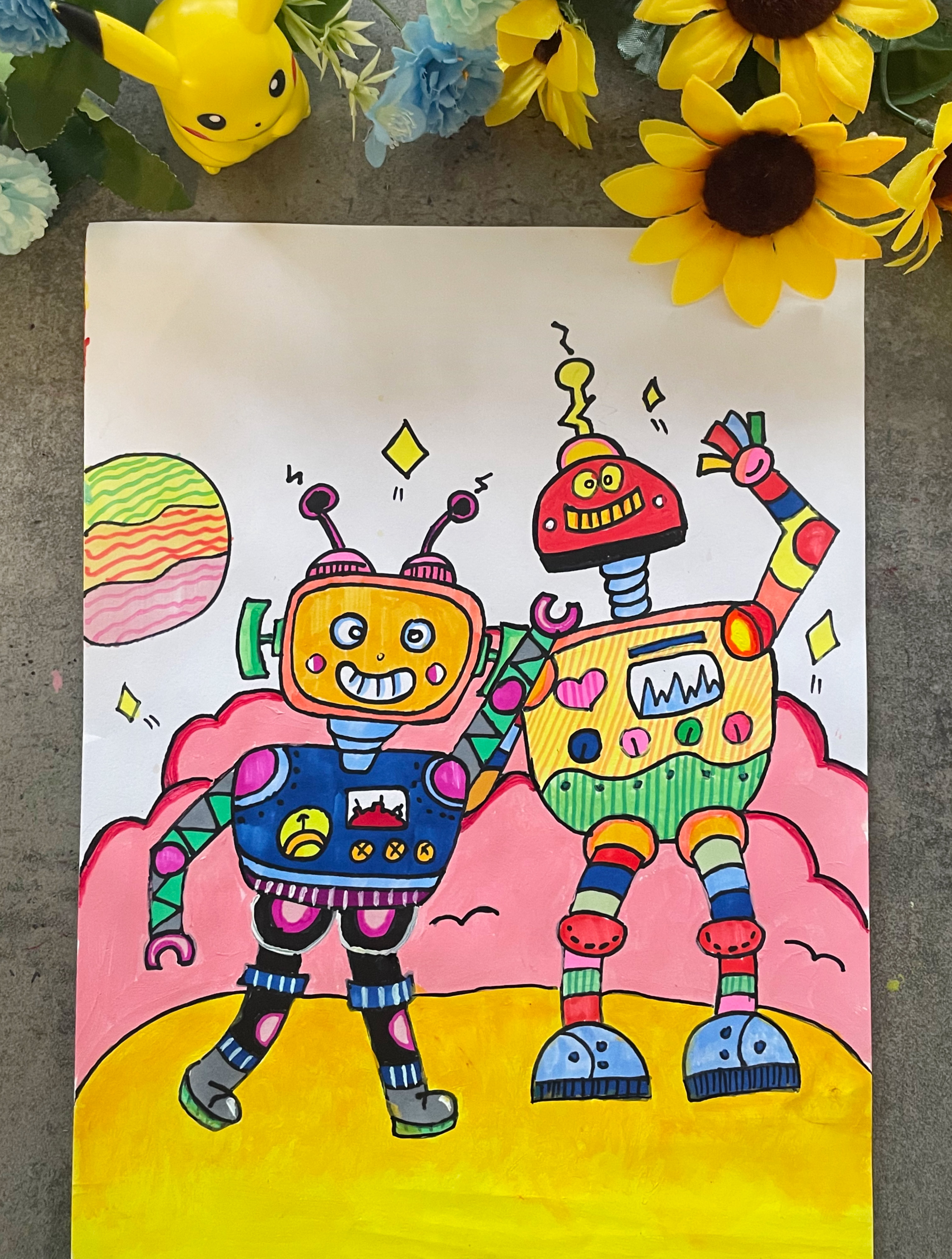 奇特机器人创意儿童画,详细教程,孩子原来可以这么棒!