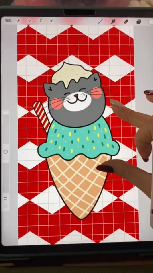 教你画冰激凌甜筒猫咪壁纸