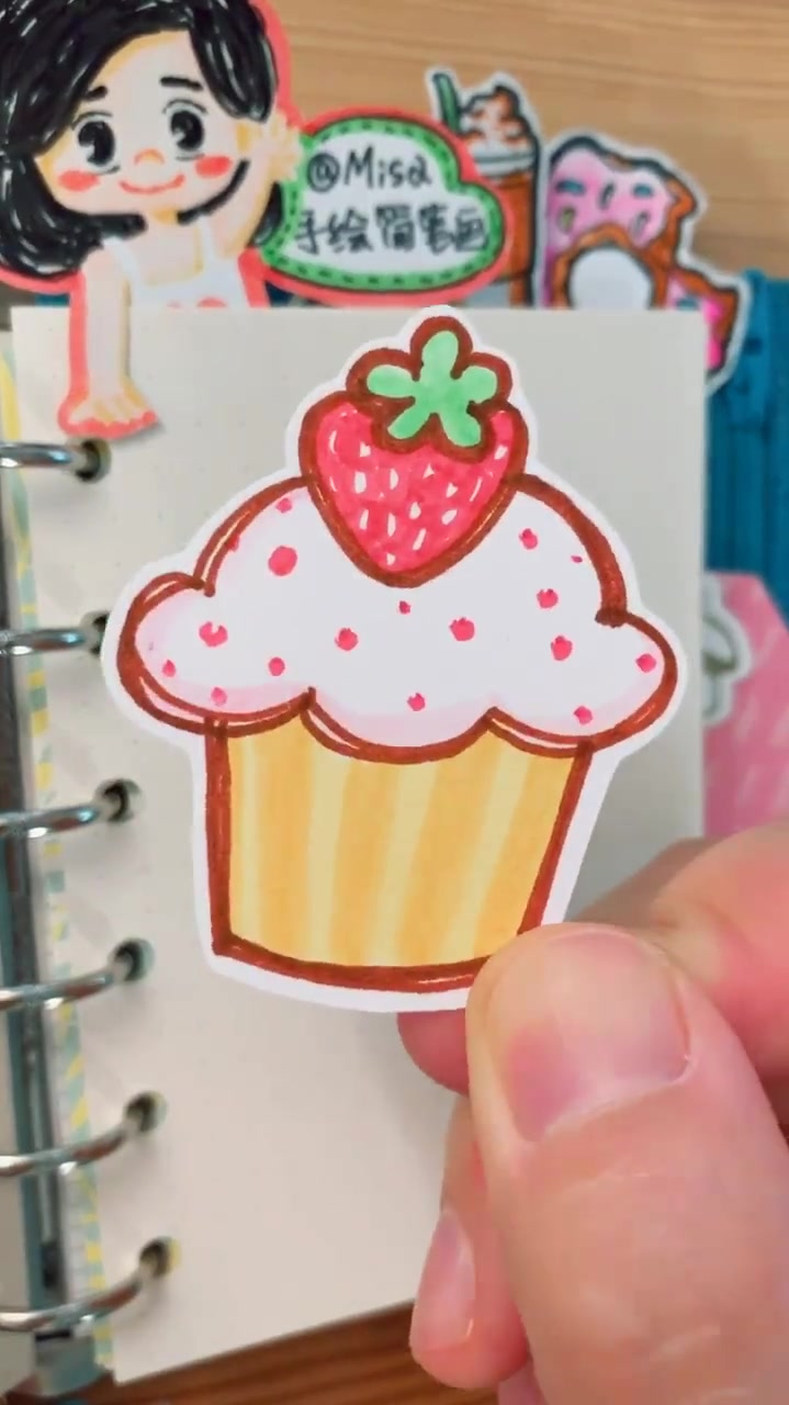 草莓蛋糕简笔画来啦