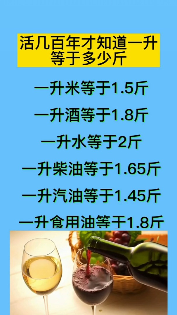活几百年才知道一升等于多少斤 我在快手涨知识