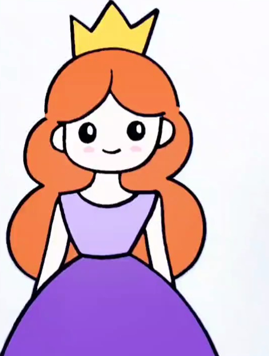 可爱的小女孩简笔画:一起画漂亮的小公主吧,这个画法简单又好看
