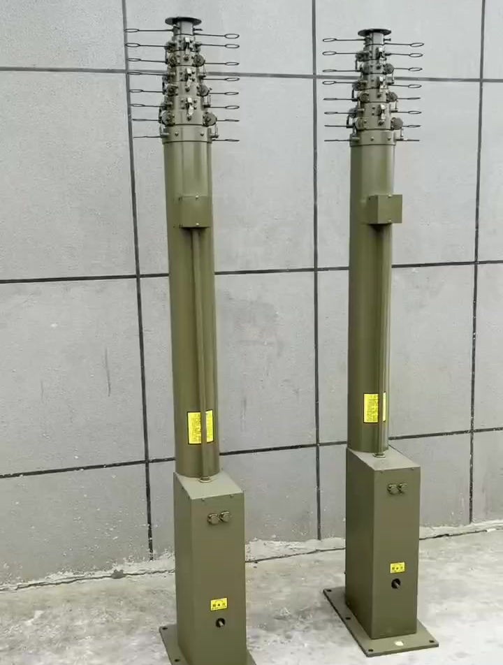 12米电动升降杆 便携式升降天线杆 机动式应急照明杆