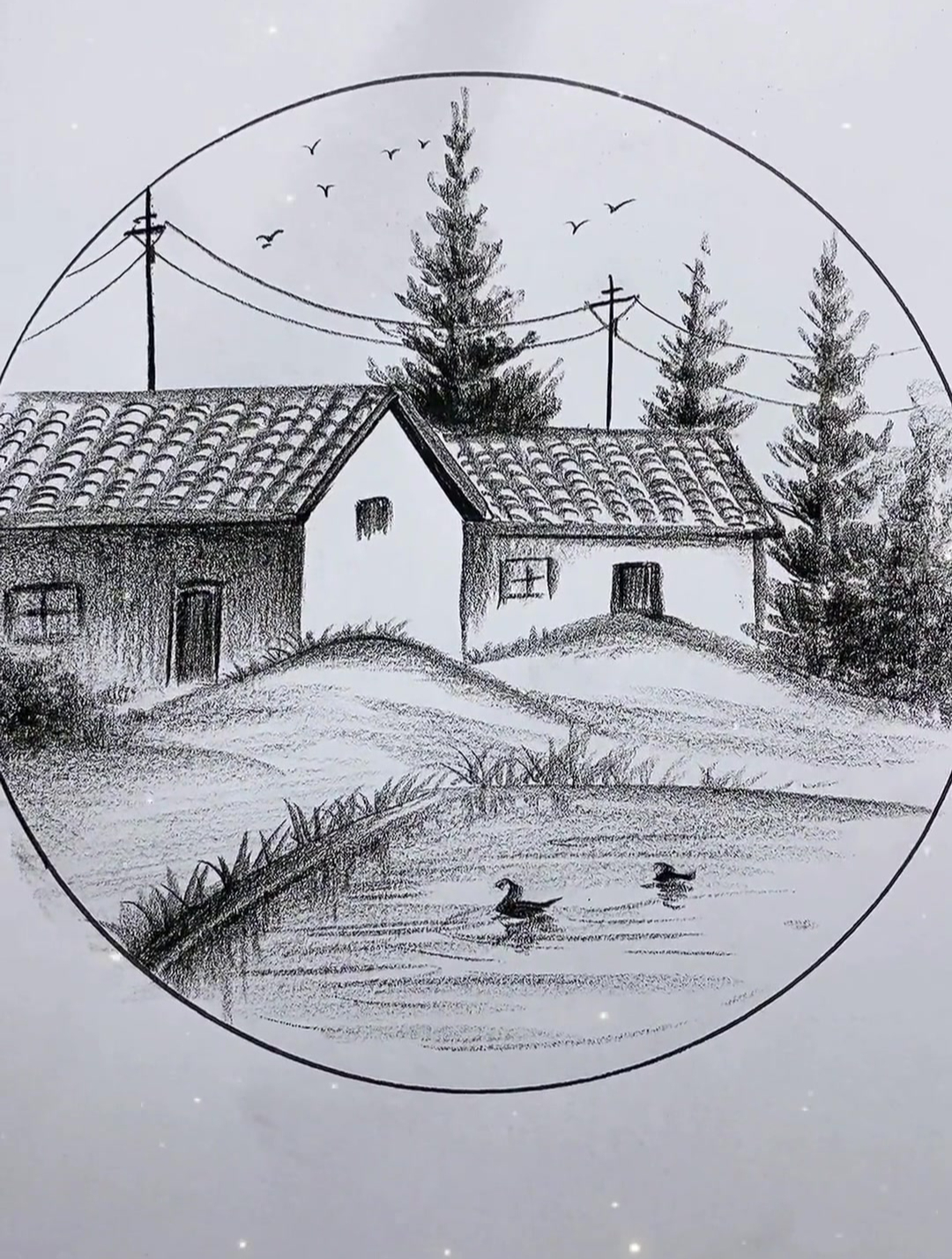 简单画小房子风景画,喜欢的一起来画吧
