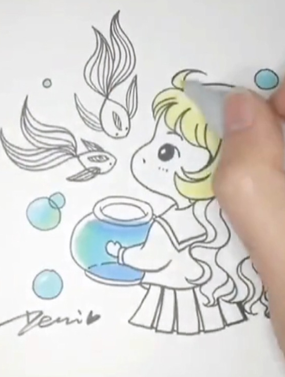 画画 少女 天真浪漫的双鱼座小可爱~!