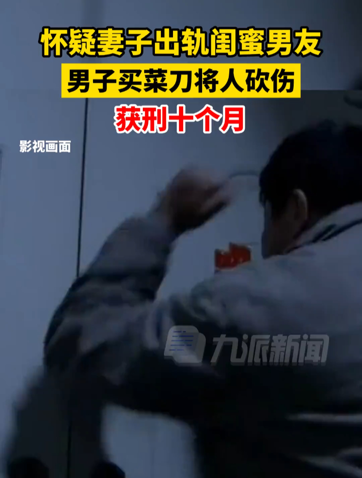 怀疑妻子出轨闺蜜男友,男子买菜刀将人砍伤获刑10个月。(九派新闻)