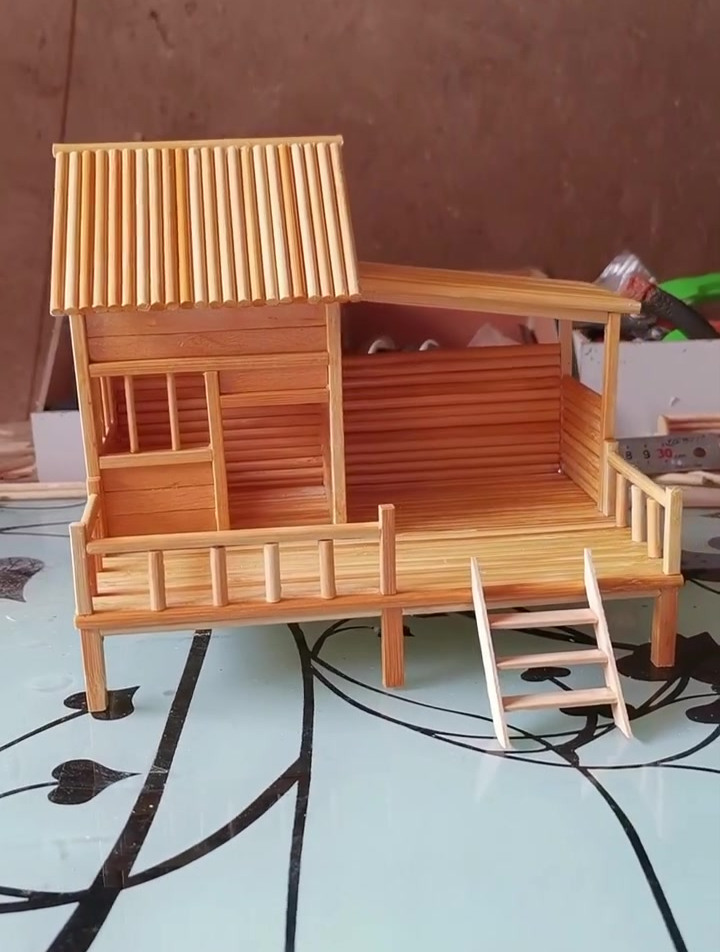 手工的魅力,一次性筷子制作小房子