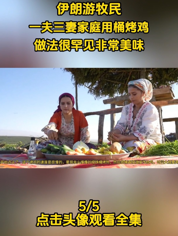 伊朗游牧民一夫三妻家庭用桶烤鸡,做法很罕见,非常美味