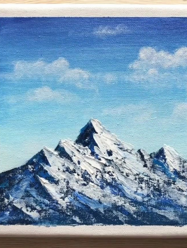 三个颜色画一幅雪山 负基础的都可以学会