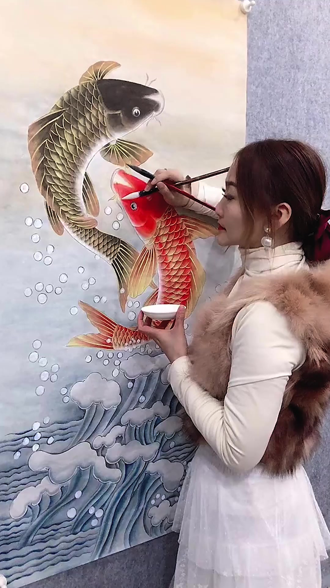 工笔国画,双鱼图 承蒙厚爱感谢陪伴