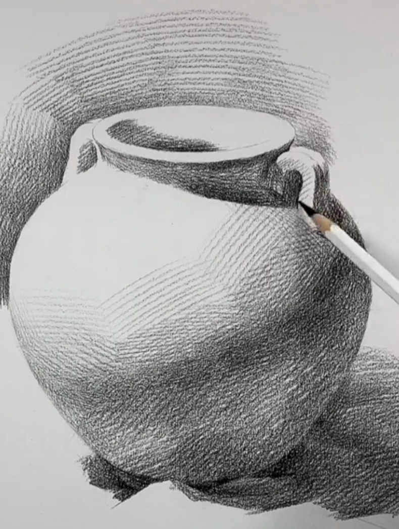 素描初学者-素描单体罐子绘画步骤示范