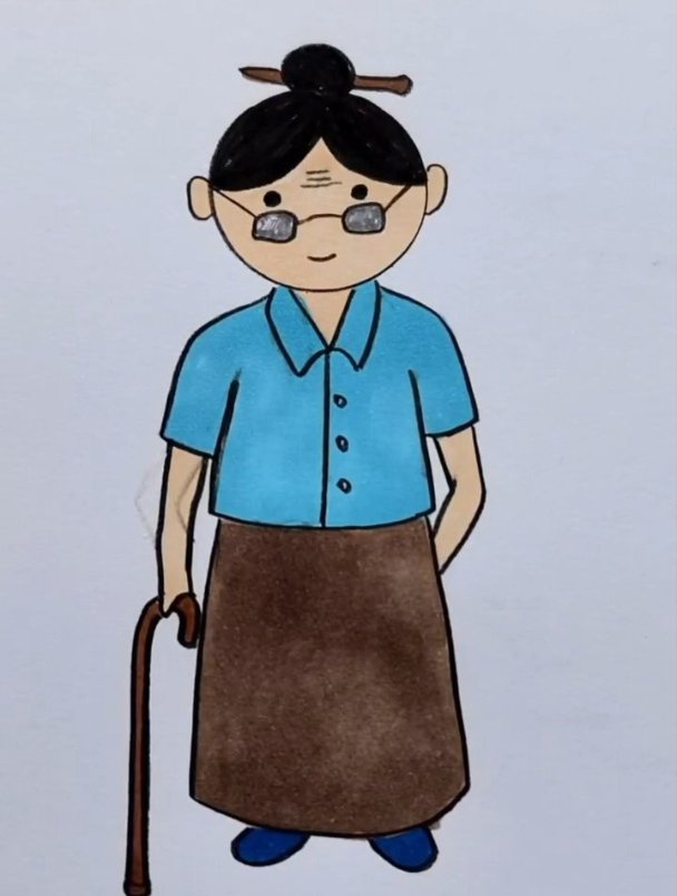 超简单简笔画之老奶奶