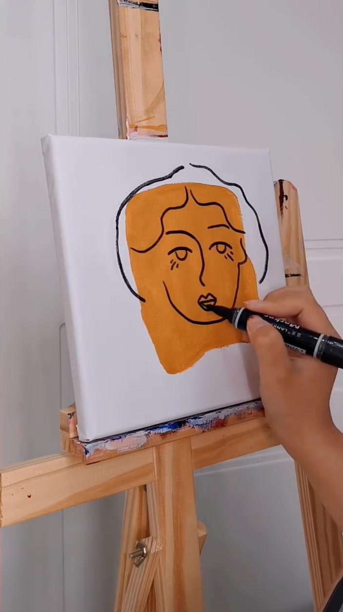 丙烯画,简笔线条装饰画入门