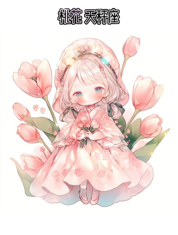 卡通小艾十二星座花朵公主卡通画
