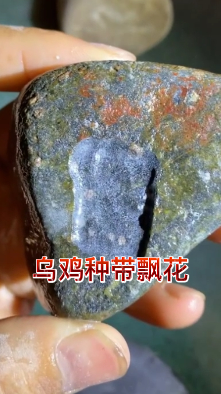一块乌鸡种翡翠,还带着点飘花!