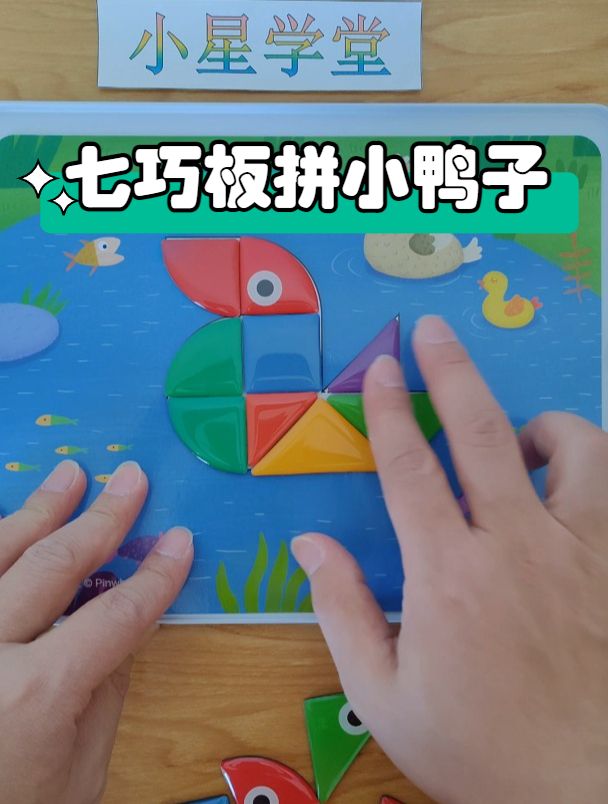 彩色七巧板拼出一只小鸭子