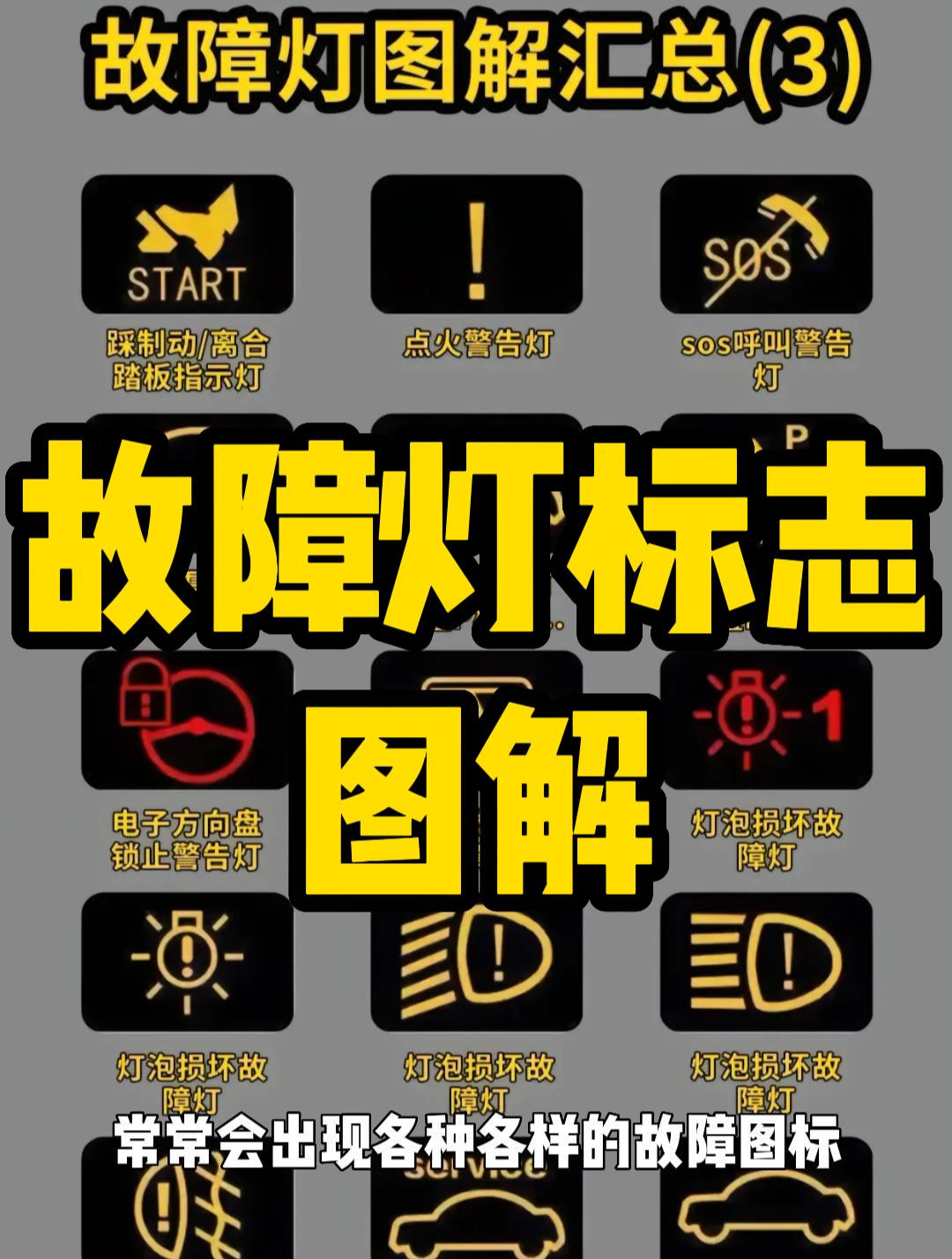 汽车故障灯标志图解,汽车仪表盘故障灯图解大全大图