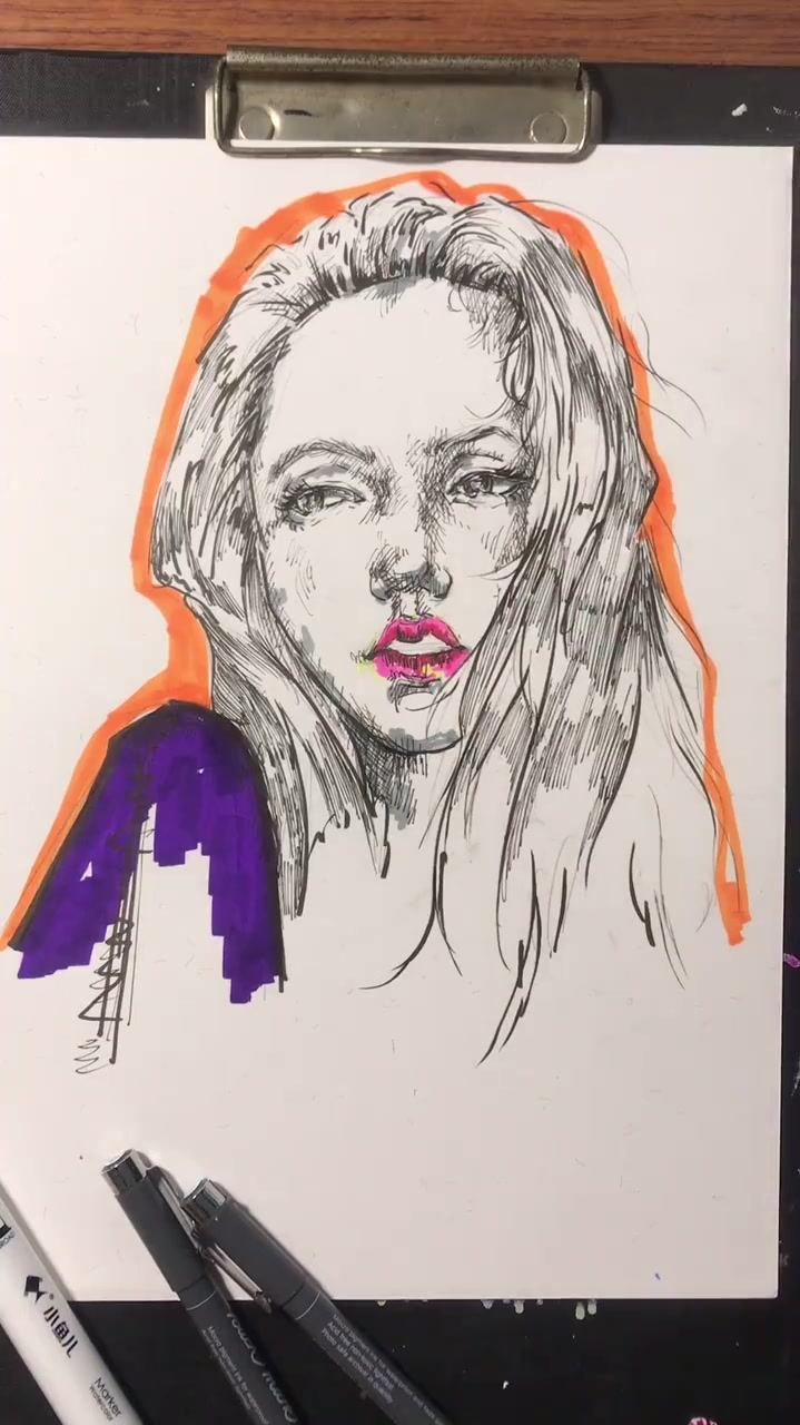 马克笔漫画,人物手绘插画