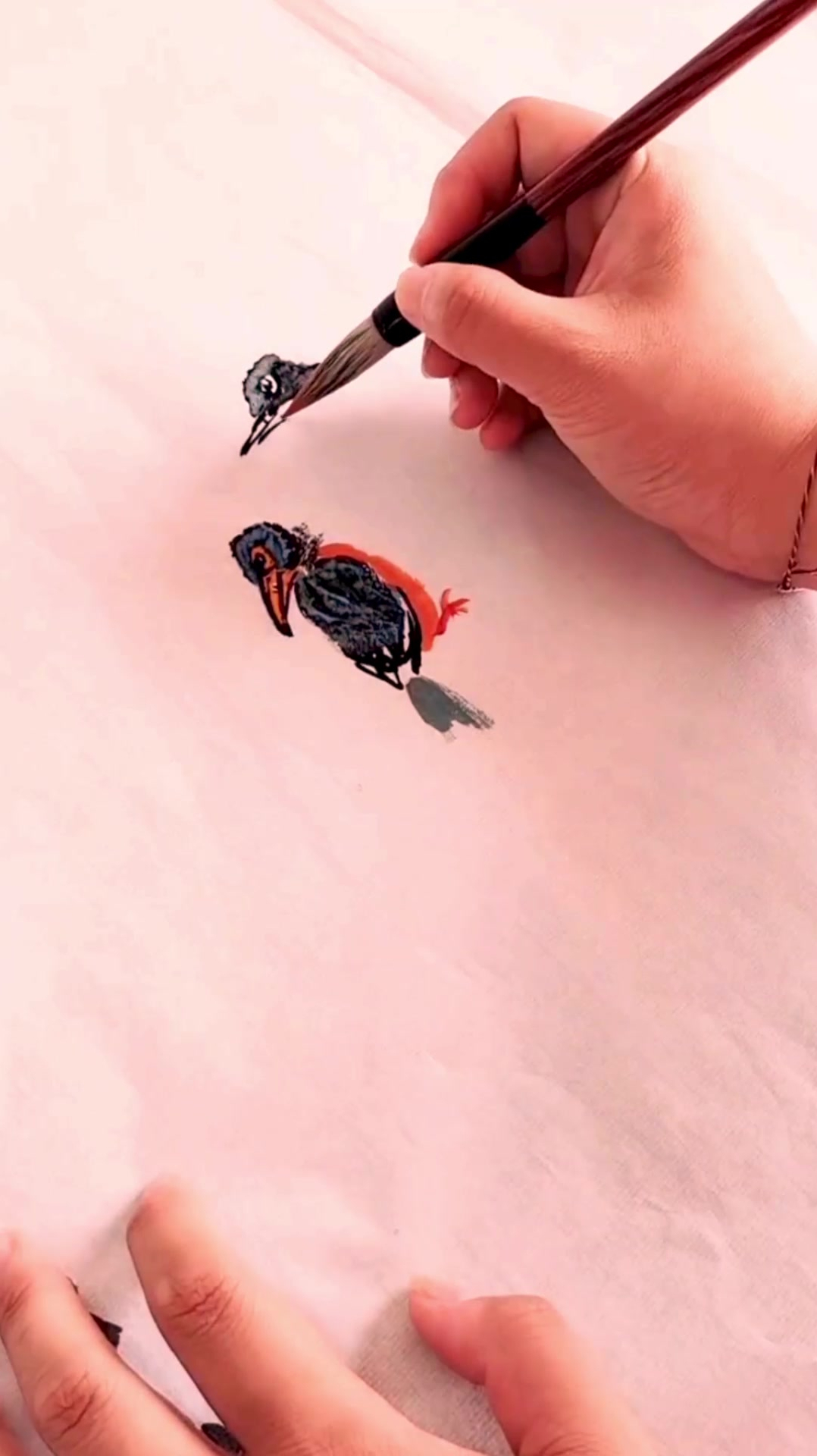 国画鸟类翠鸟的视频画法